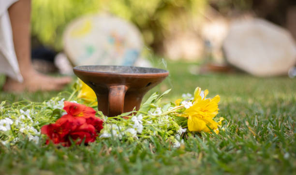 istock incense lit on the grass during a holistic cleansing session 2187309556
