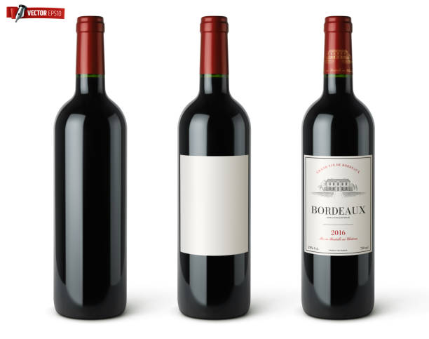 Vector realistic wine bottles Vector realistic illustration of red wine bottles on a white background. wine bottle stock illustrations