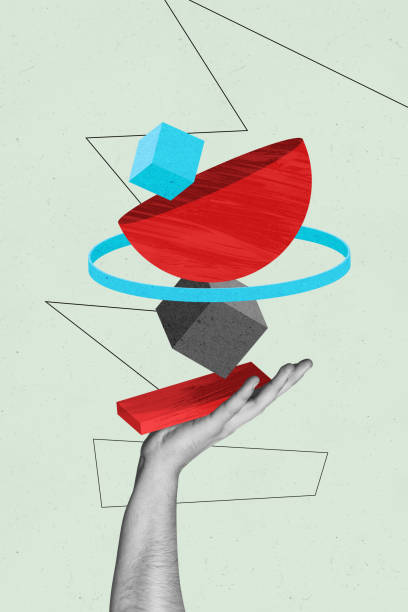 istock Composite sketch image design trend artwork collage of big arm showing hold pyramid geometry form cube ball circle obstacle overcome pile 2187314535