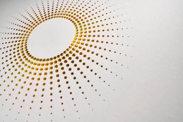 istock Intricate Circular Cut Paper Artwork Resembling Radiating Sunrays with Golden Gradient on Minimalist White Background 2187319487