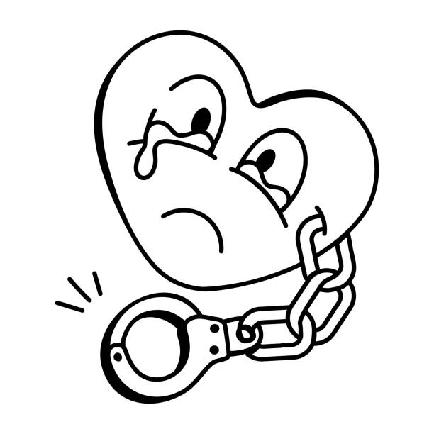 ilustraciones, imágenes clip art, dibujos animados e iconos de stock de icono dibujado a mano de un corazón triste llorando - siguiente nivel expresión
