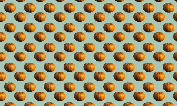 Orange Pumpkins on Soft Pastel Green Background for Autumn Themes