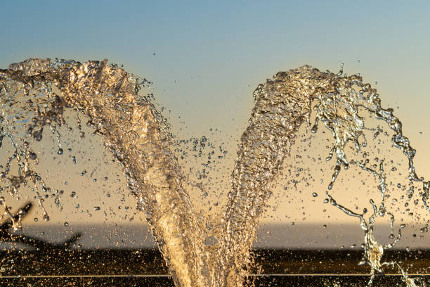 istock Fountain water backlit by morning sunrise at Napier 2187328142