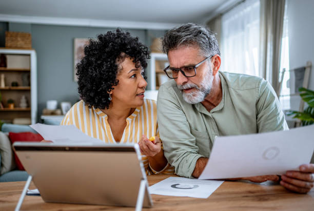 istock Mature couple frustrated about financial problems 2187329932