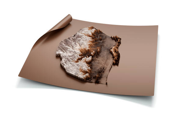 istock Map Of Eswatini Old Style Brown On Unrolled Map Paper Sheet On White Background 3d illustration 2187333072