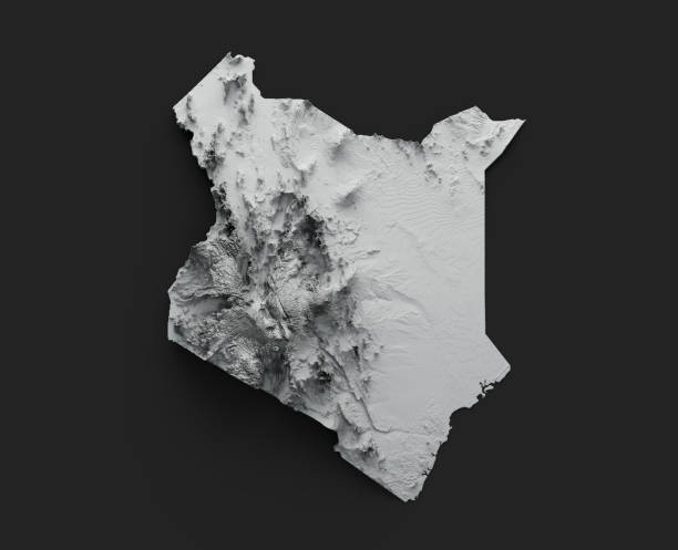 istock Kenya Map white Shaded relief Color Height map on black Background 3d illustration 2187333129