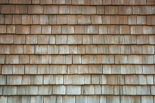istock Close-up of a wall with wood shingles 2187337120