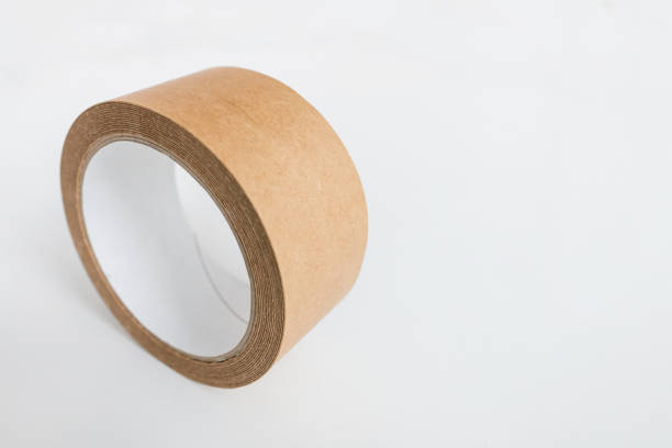 Roll of scotch tape on white.Close-up.