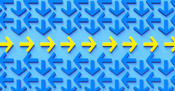 istock Different Business Concept. Yellow Arrow sign changing direction from Blue arrow sign 2187340419