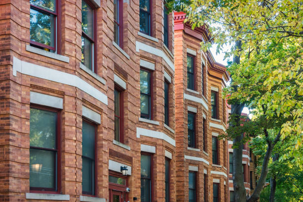 Brownstone condos in St. Paul, Minnesota, USA.