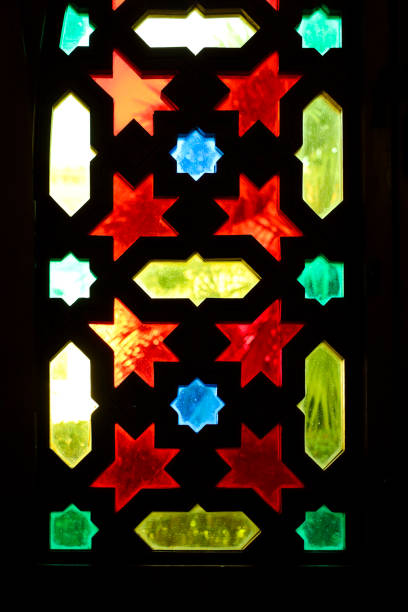 Colorful stained glass window in arabic style