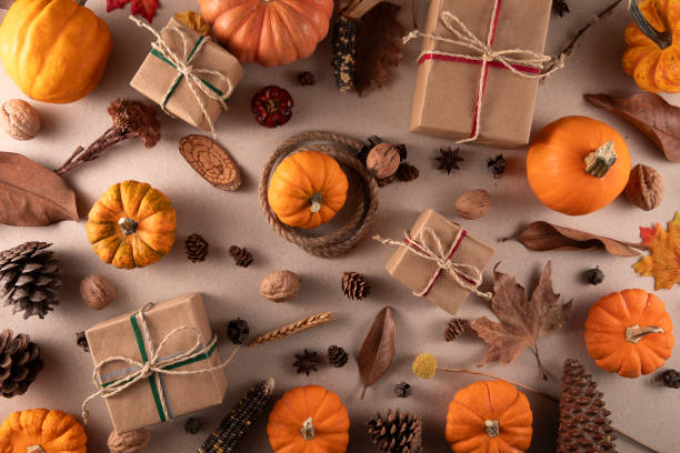 istock Autumn Background with Leaves and Pumpkins 2187345519