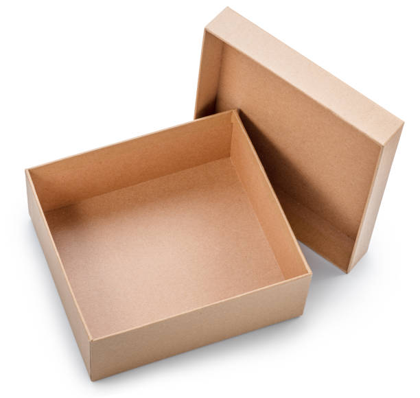 istock Open empty cardboard gift box and lid near it isolated on white background. File contains clipping path. 2187346108