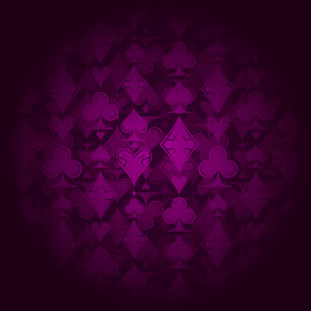Casino Background With Card Suits Pattern - Luxury Vector Poker Casino Background Stylized casino background with multilayered gambling card suits pattern - luxury vector poker or casino background in purple-pink poker card tattoos stock illustrations