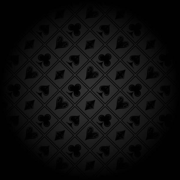 Casino Background With Card Suits Pattern - Dark Luxury Vector Poker Casino Background Stylized casino background with gambling cards suits - luxury vector poker or casino background in dark gray and black poker card tattoos stock illustrations