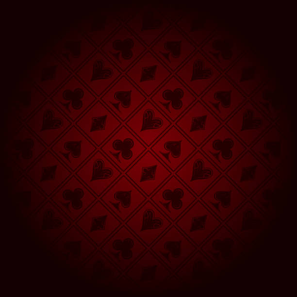 Casino Background With Card Suits Pattern - Luxury Vector Poker Casino Background Stylized casino background with gambling cards suits - luxury vector poker or casino background in red colors poker card tattoos stock illustrations