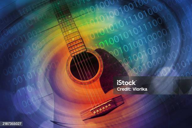 Acoustic Guitar On A Binary Code Background Stock Photo - Download ...