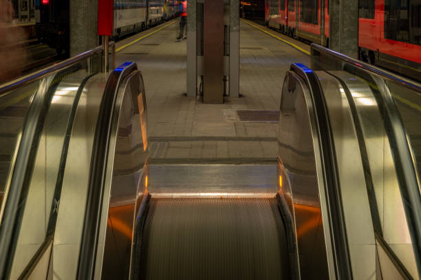 istock Evening on platform with trains and escalator in Linz Austria 11 25 2024 2187355076