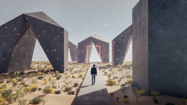 istock Young man walking in fantasy landscape 2187361394