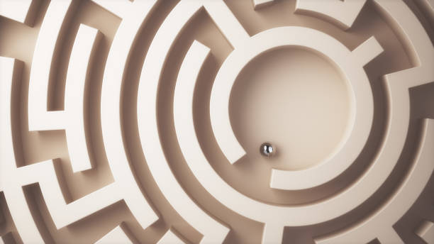 istock Metalic Ball in Circle Camel Color Maze 2187365492