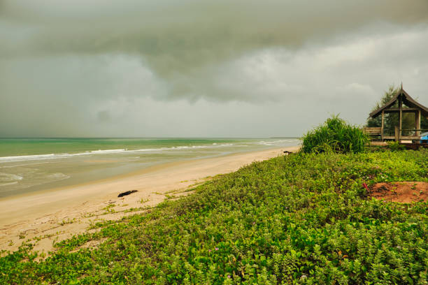 istock A wooden gazebo by a quiet beach. 2187371724