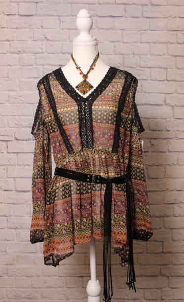 istock Vintage Boho Top With Accessories on Dress Form 2187374801