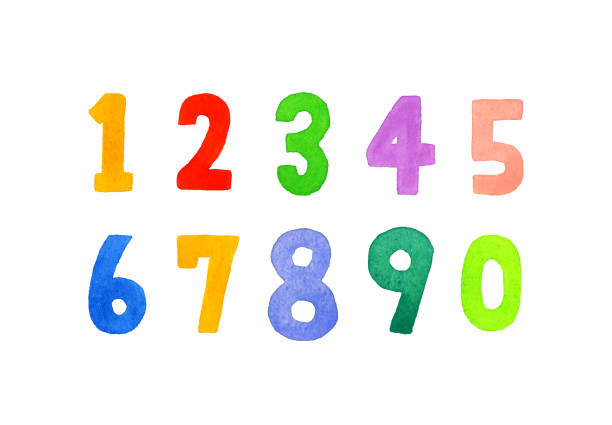 istock Set of cute numbers. Hand drawn watercolor illustrations and handwritten text. 2187375008
