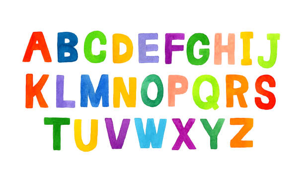 istock Set of capital alphabet. Cute hand drawn watercolor illustrations and handwritten letters. 2187375021