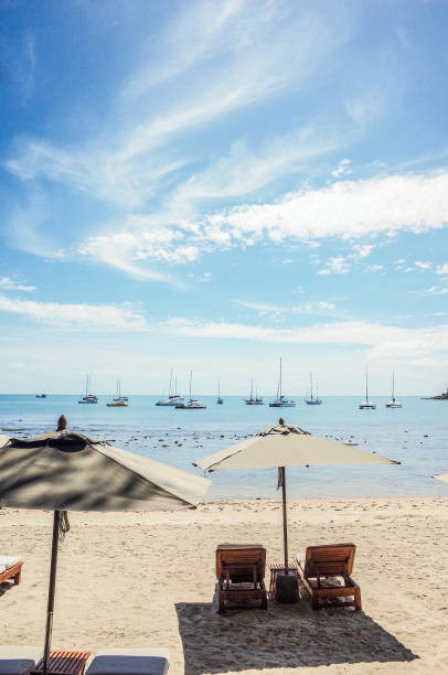 istock beach chairs and umbrellas on the beach 2187380253