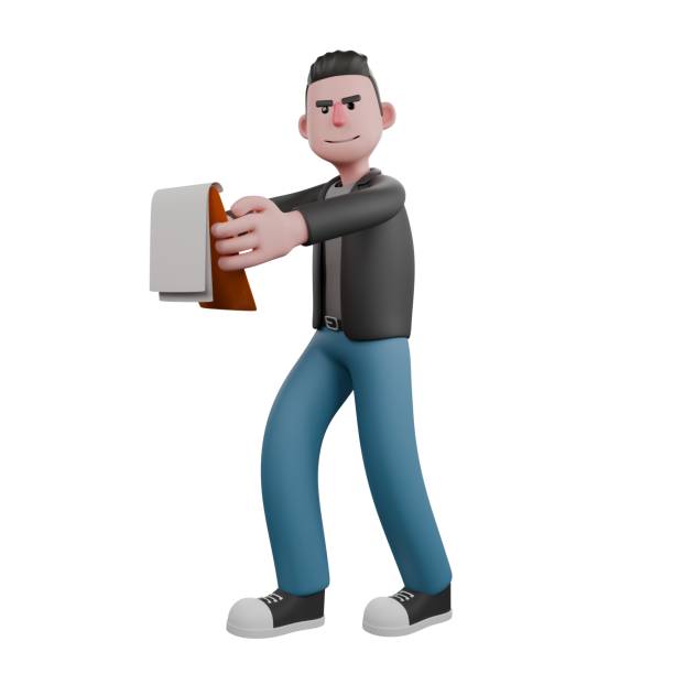 istock Screenwriter 3D Cartoon Model Design. A male screenwriter walks with a clipboard in both hands. Model Design 2187380907