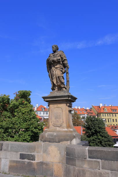 istock Statues at Charles Bridge (Karluv most) Landmark stone bridge 2187382846
