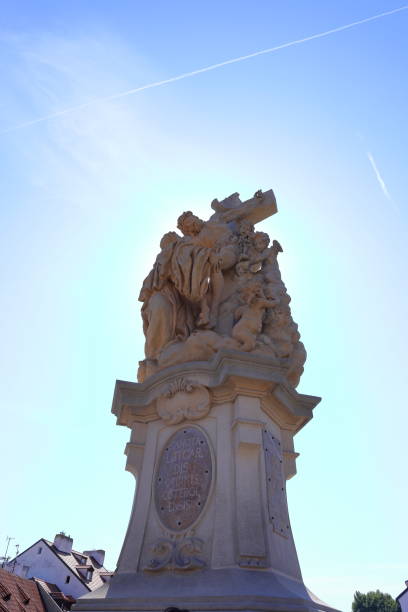 istock Statues at Charles Bridge (Karluv most) Landmark stone bridge 2187382851