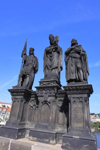 istock Statues at Charles Bridge (Karluv most) Landmark stone bridge 2187382855
