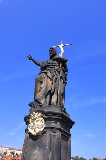 istock Statues at Charles Bridge (Karluv most) Landmark stone bridge 2187382858