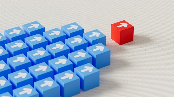 Follow Cubes Leadership And Progress Concept Depicted With Cubes In Sequence Blue ...