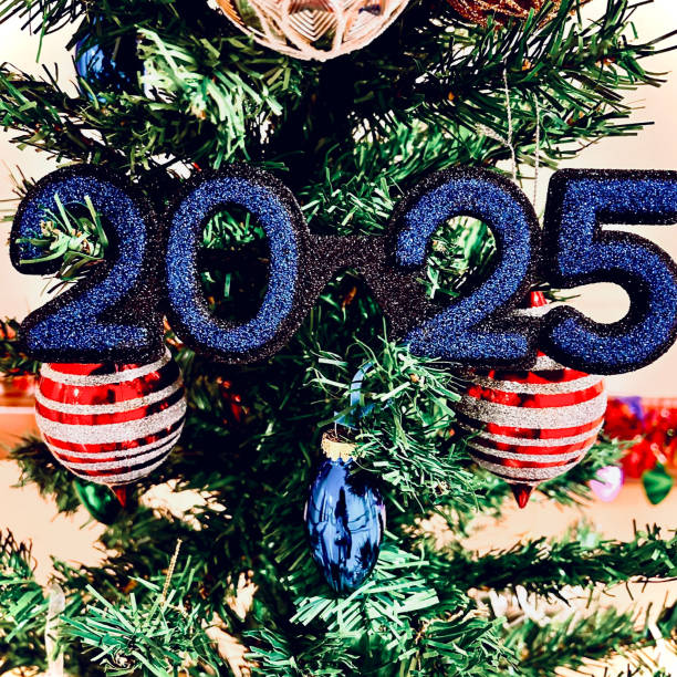 istock 2025 Party Eyeglasses in Small Christmas Tree 2187384427