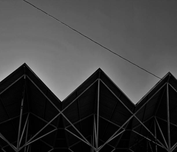 istock Architectural Facade with Geometric Design in Black and White 2187389630