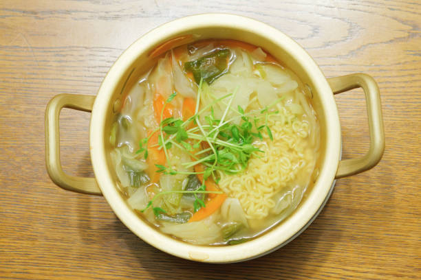 istock Instant noodles cooked in a pot, warm food 2187390637