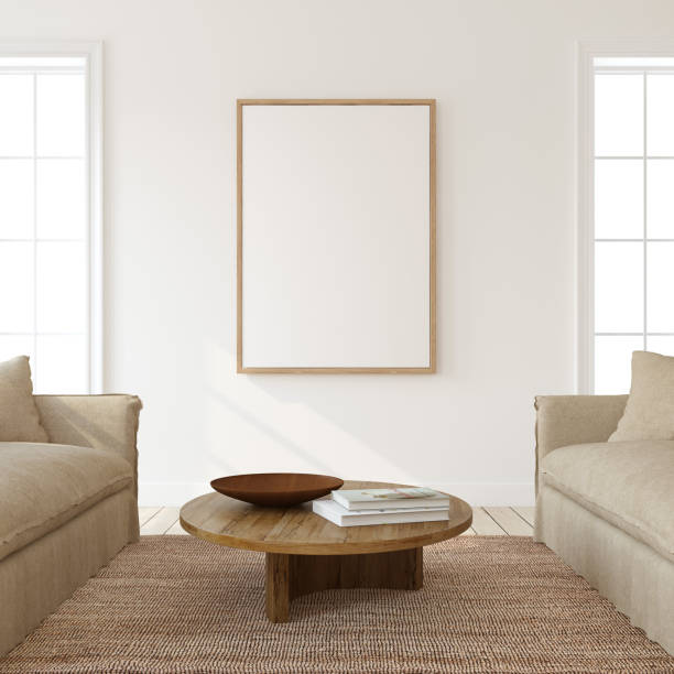 istock Modern living room interior. Poster mockup. 3d render. 2187396424