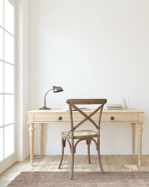 istock Romantic interior of home office. 3d render. 2187396454