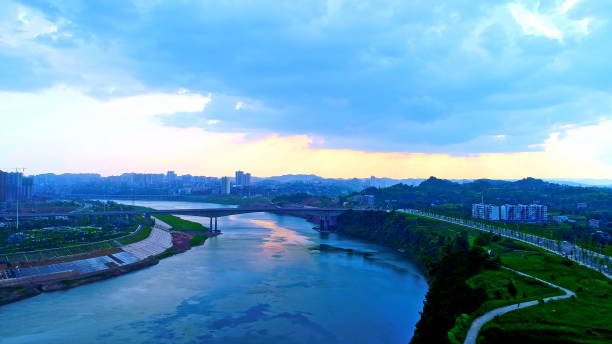 Aerial photography Of Rivers In China,Asia.Yangtze River.
