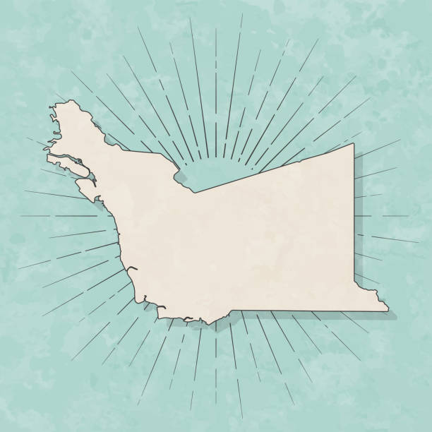 Map of Alameda County - California, in a trendy vintage style. Beautiful retro illustration with old textured paper and light rays in the background (colors used: blue, green, beige and black for the outline). Vector Illustration (EPS file, well layered and grouped). Easy to edit, manipulate, resize or colorize. Vector and Jpeg file of different sizes.