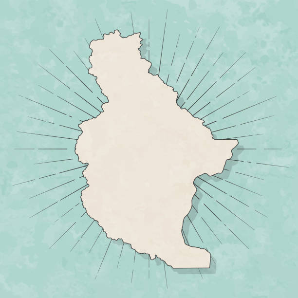 Map of Chelan County - Washington, in a trendy vintage style. Beautiful retro illustration with old textured paper and light rays in the background (colors used: blue, green, beige and black for the outline). Vector Illustration (EPS file, well layered and grouped). Easy to edit, manipulate, resize or colorize. Vector and Jpeg file of different sizes.