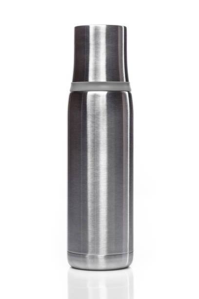 istock Stainless steel thermos on a white background 2187410118
