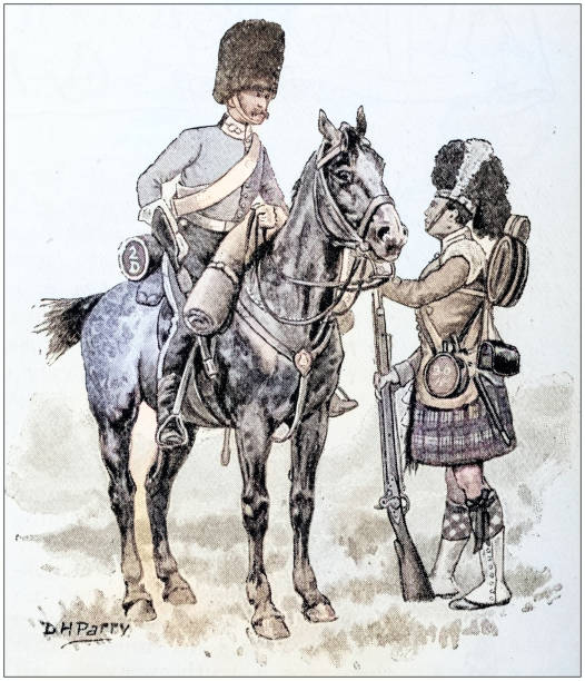 Antique painting illustration: Soldier Highlander