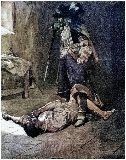 Antique painting illustration: Musketeer