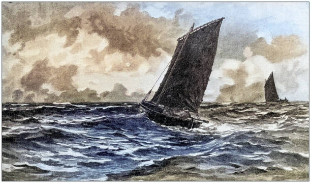 istock Antique painting illustration: Boats 2187411631