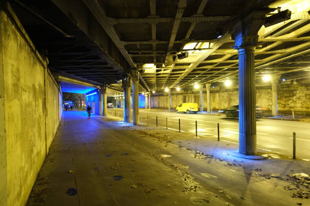 Under a Parisian bridge near Bercy. Paris, France - November 26, 2024