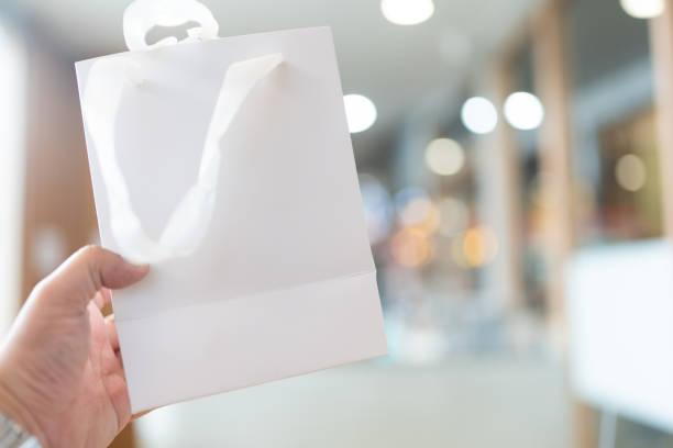istock Empty  shopping bag for branding, white paper bag 2187416972