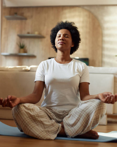 istock Yoga meditation exercises in the morning! 2187421466
